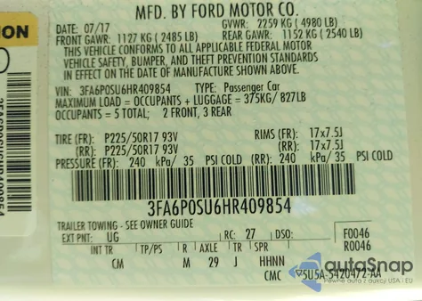 2017 Ford Fusion Energi Titanium from USA, damaged, VIN 3FA6P0SU6HR409854